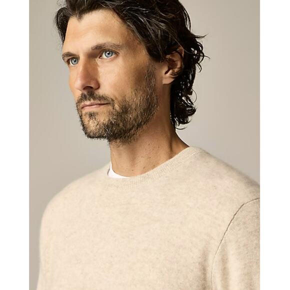 J.Crew Cashmere 15.8 Crewneck Sweater Mens XL Cream Soft Knit Pullover BE895 LS - Picture 3 of 9